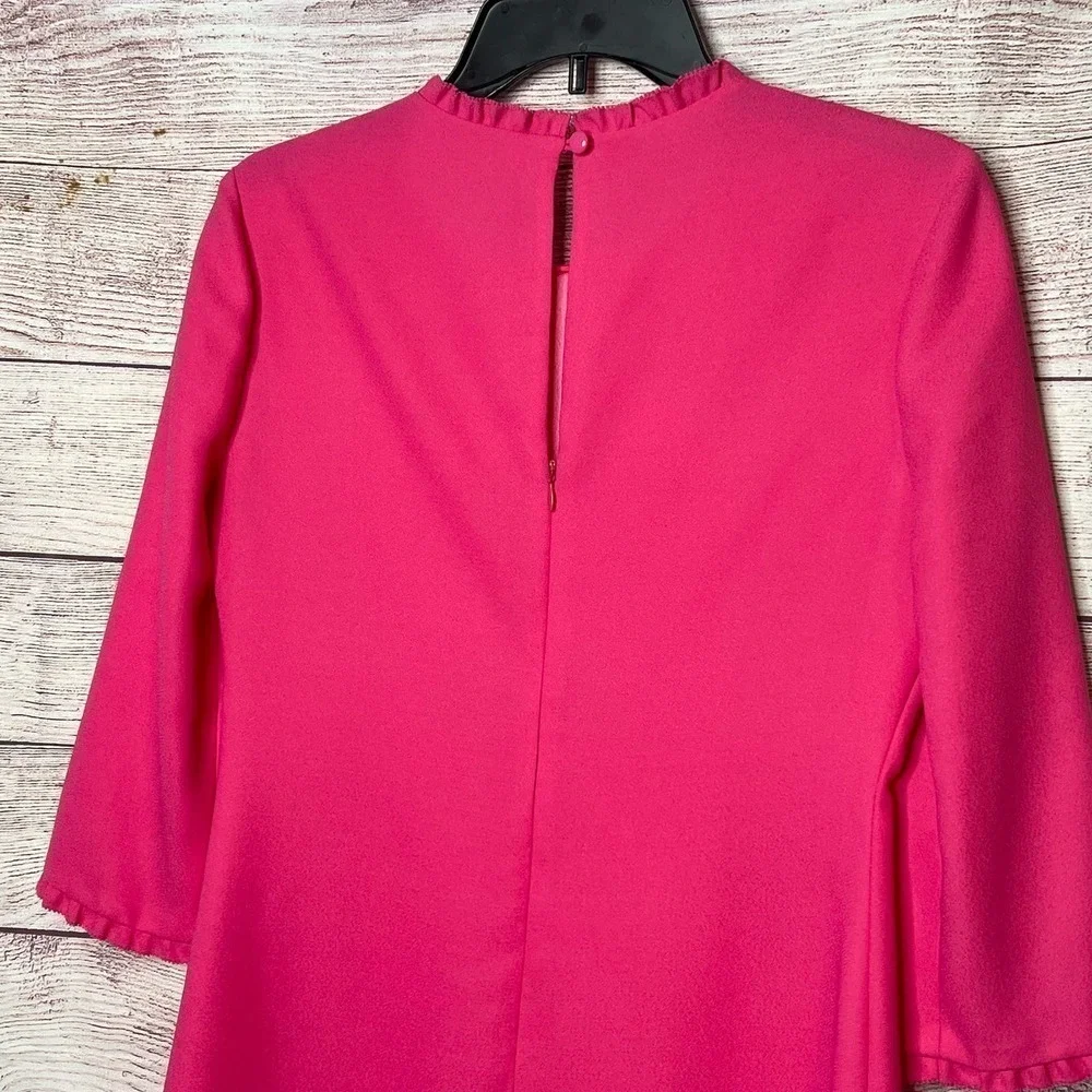 Kate Spade Dizzy Pink Ruffle Trim Flare Crepe Short Dress Size 4
